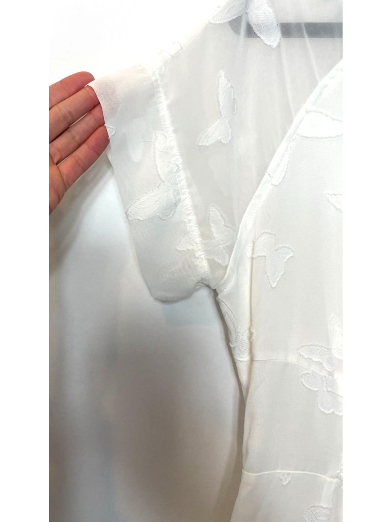 Monte Serafina White Butterfly Midi Sheer Dress Size Large Nwt — image 8 of 8